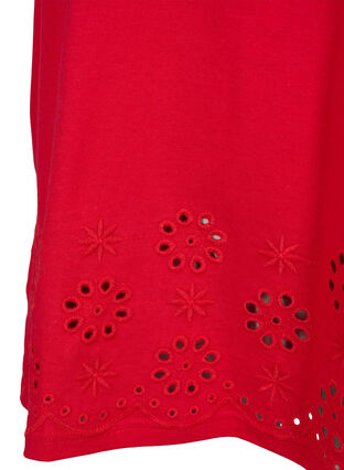 T-shirt in katoen met anglaise borduurwerk, Tango Red, Packshot image number 3