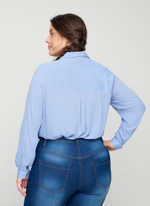 Viscose blouse met borstzakken, Blue Heron, Model image number 1