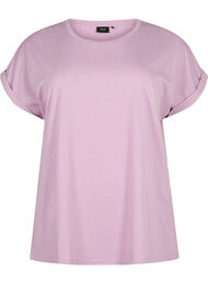 T-shirt met korte mouwen van katoenmix, Lavender Mist, Packshot