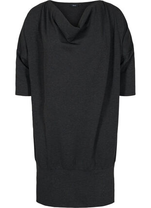 Tunique de couleur unie à manches 3/4, Dark Grey Melange, Packshot image number 0
