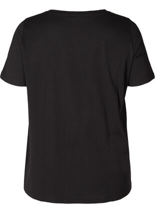 Katoenen t-shirt met korte mouwen en a-lijn, Black, Packshot image number 1
