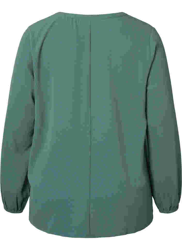Haut de couleur unie avec col en V, Mallard Green, Packshot image number 1