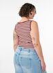 Gestreepte tanktop met een ribstructuur, Rood, Model image number 2