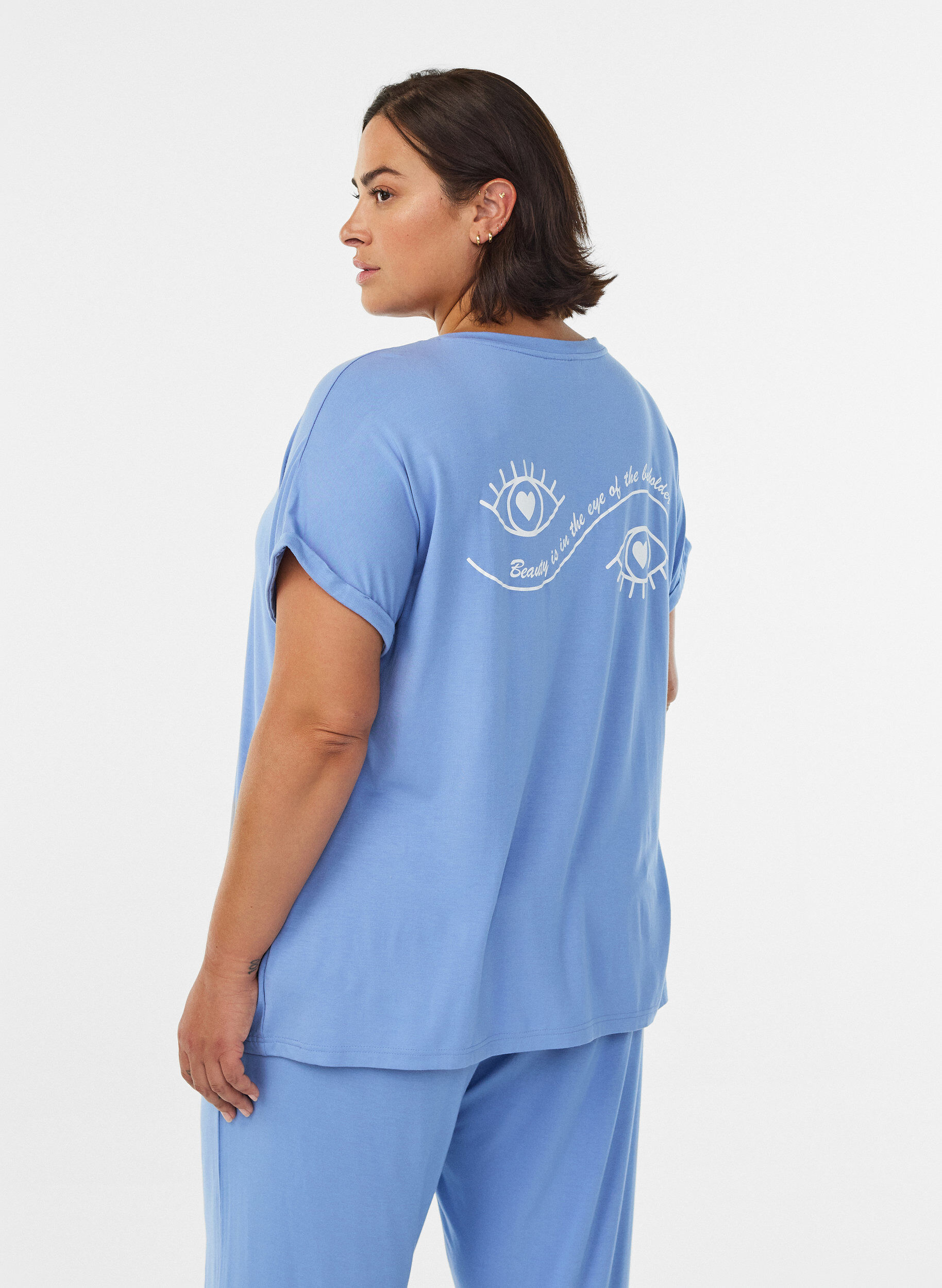 ZizziLosse nacht T-shirt in viscose, Blauw, Model image number 2