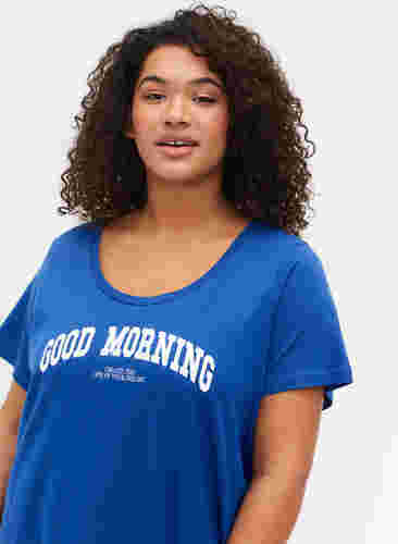 Katoenen nachthemd met korte mouwen, Dazzling Blue GOOD, Model image number 2
