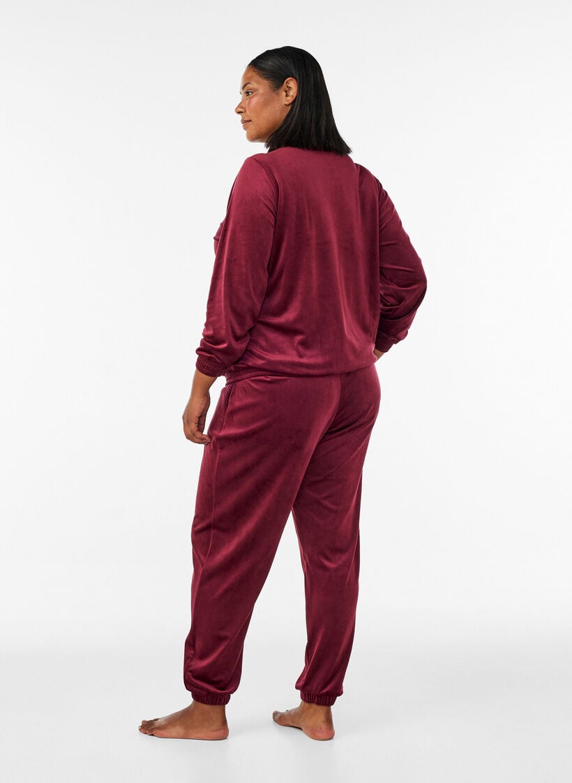 Pantalon ample en velours, Bordeaux, Model image number 1