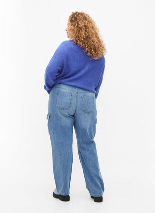 Loszittende jeans met cargozakken, Light blue, Model image number 1