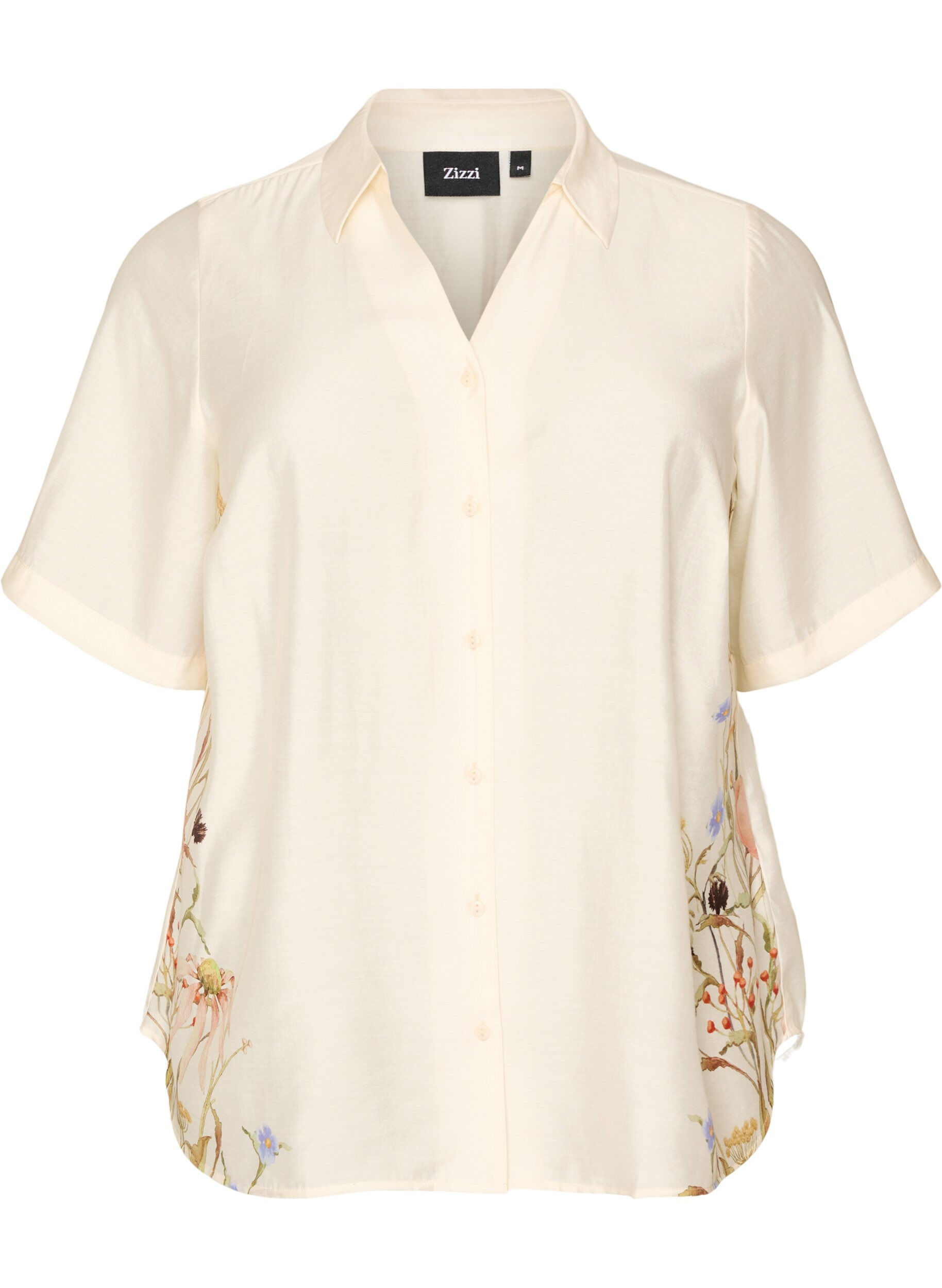 Blouse met ellebooglange mouwen en bloemenaccenten