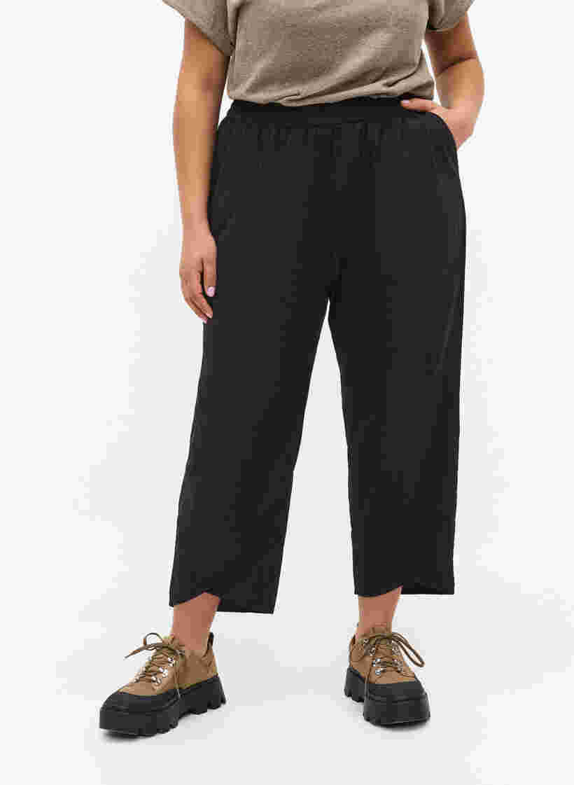 Pantalon court en coton, Black, Model image number 2