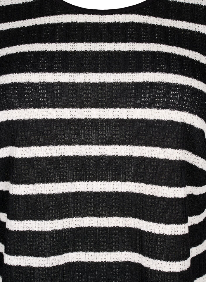 Blouse met strepen en lange mouwen, Black Sand Stripe, Packshot image number 2