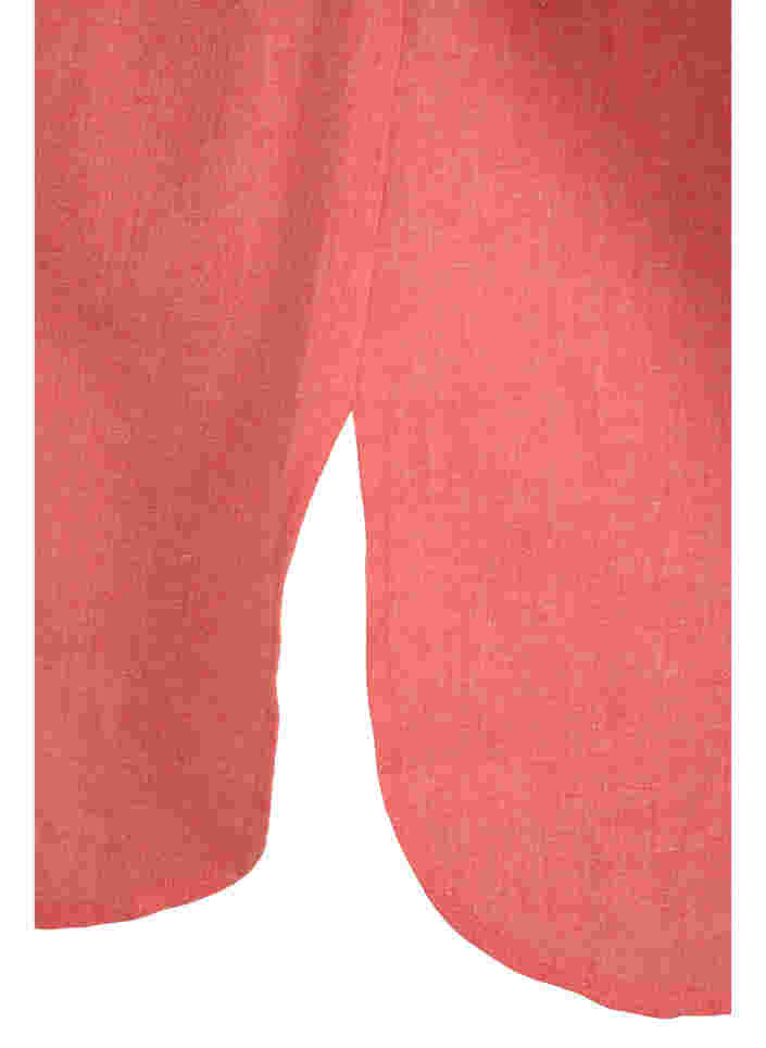 Lange blouse met 3/4 mouwen en v-hals, Hot Coral, Packshot image number 3