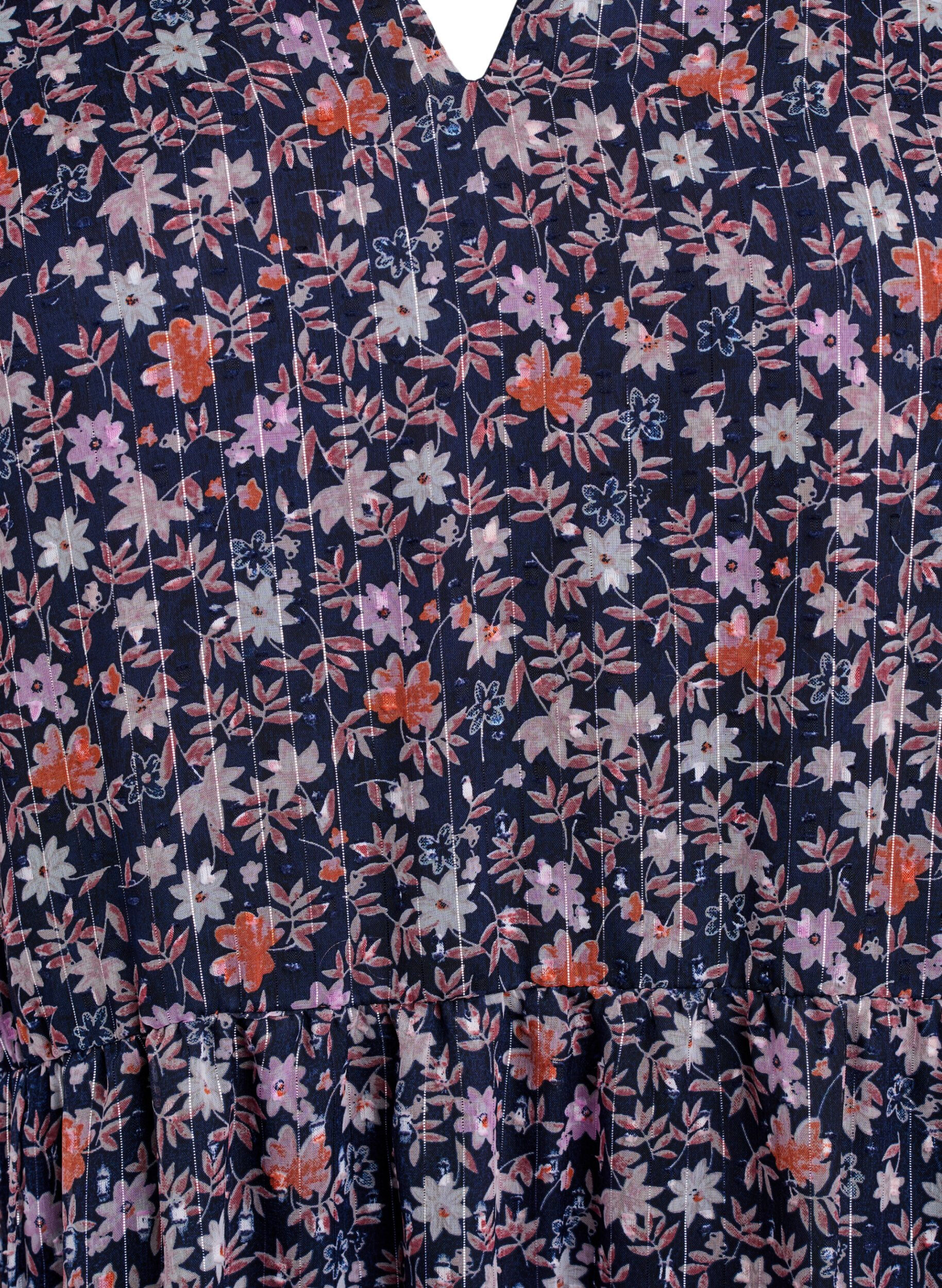 ZizziTunic met bloemenprint en glitterdraden, Blauw, Packshot image number 2