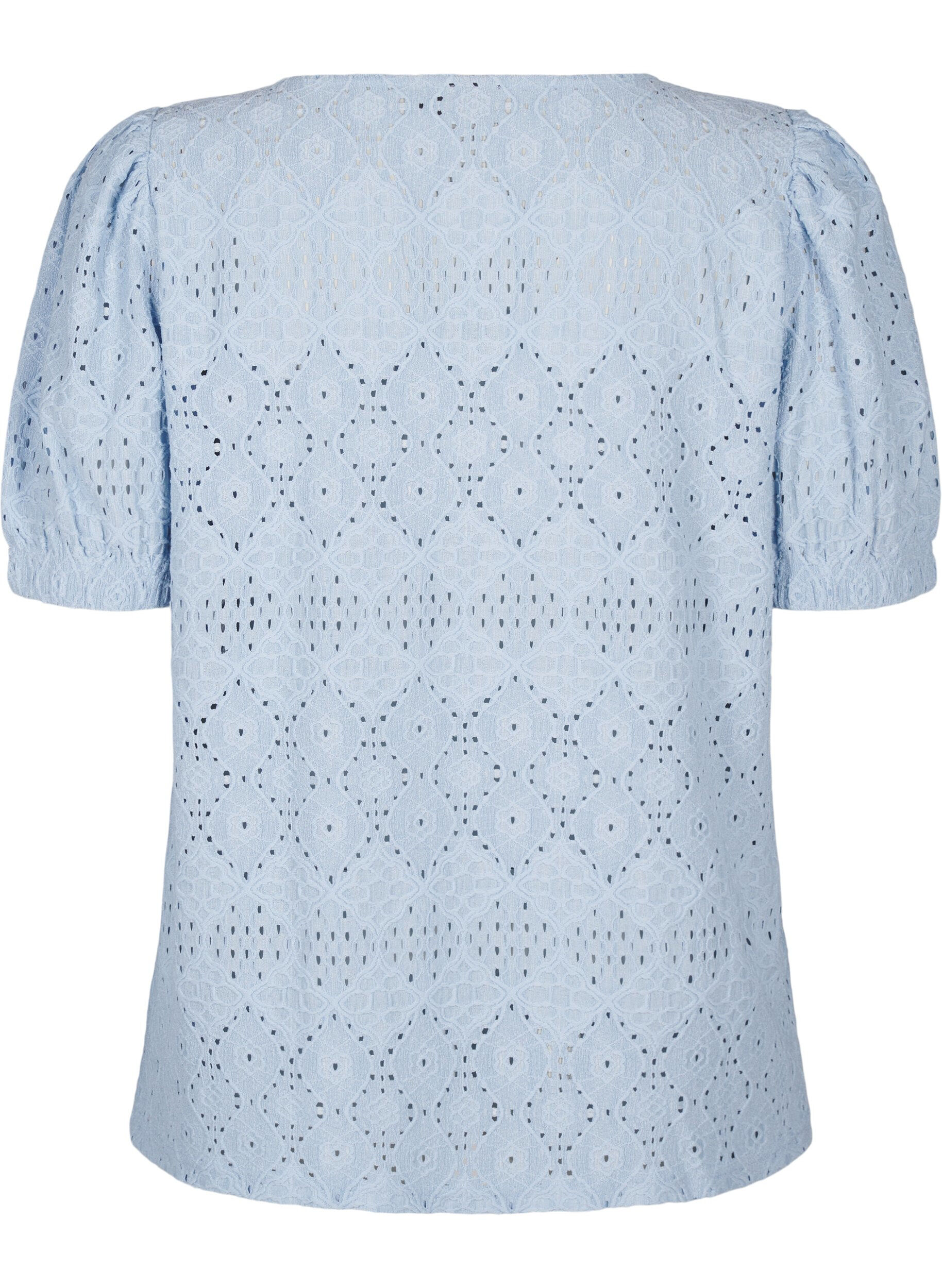 ZizziBlouse met korte mouwen en patroon met kant, Cashmere Blue, Packshot image number 1