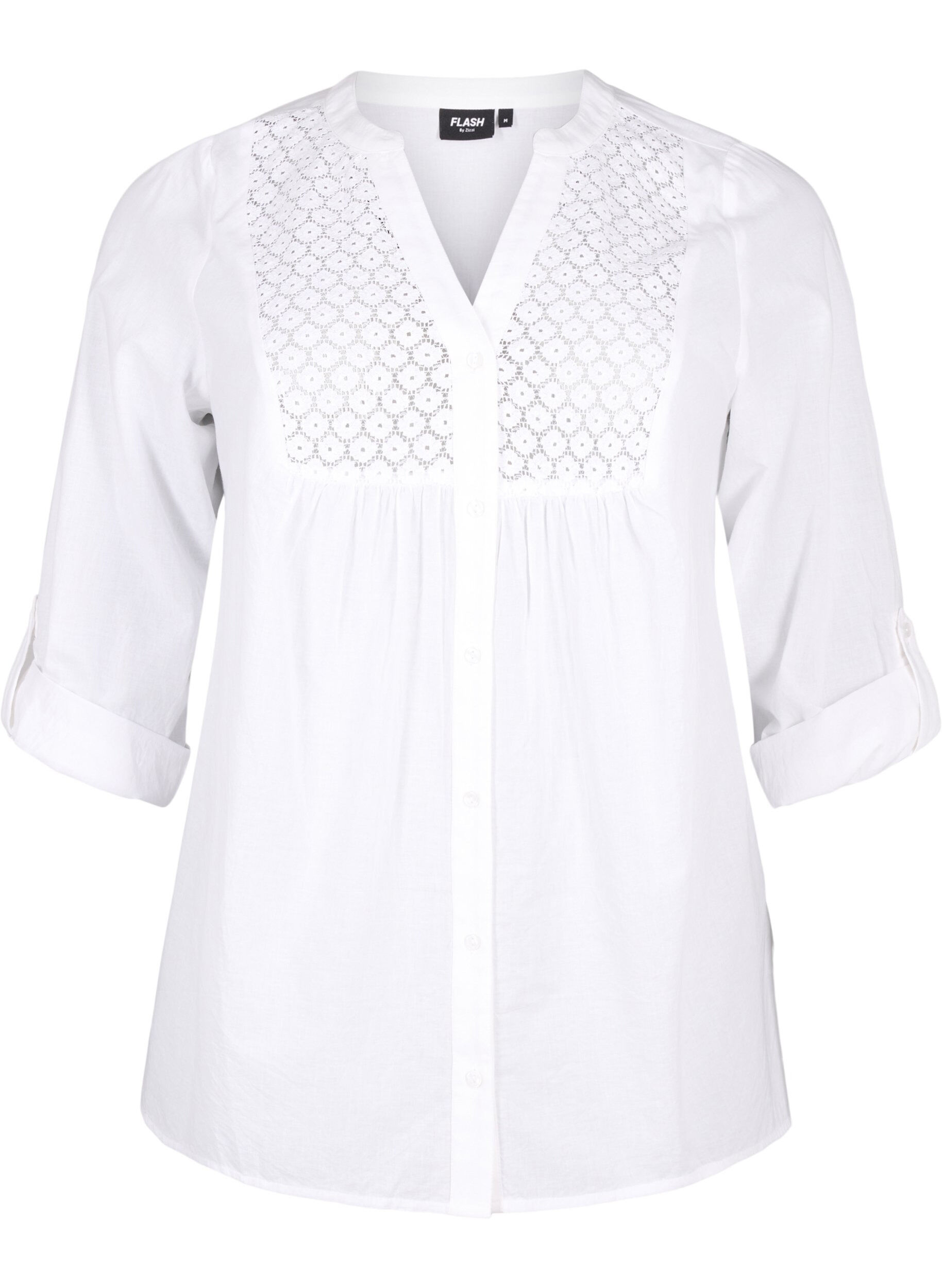 ZizziFLASH - Shirt met gehaakt detail, Bright White, Packshot image number 0