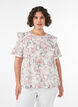 Blouse en coton avec broderie anglaise et volants, Rose poudr&eacute;e, Model image number 0