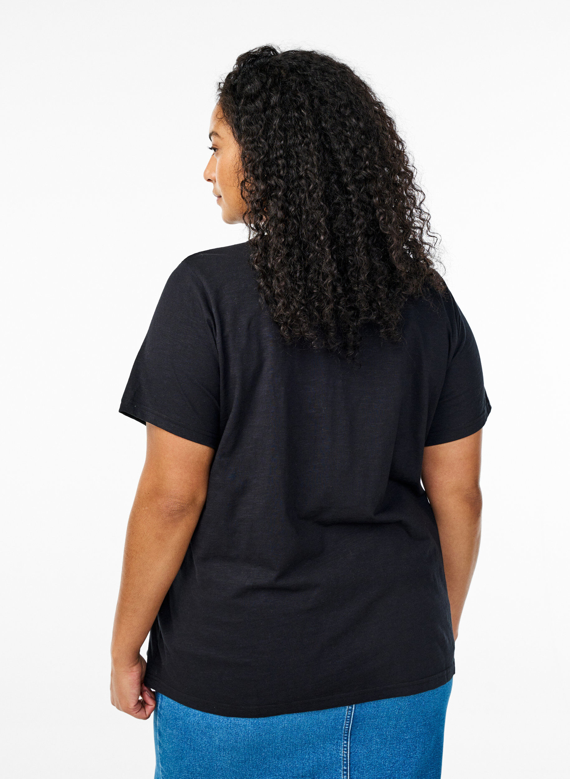 ZizziT-shirt dot&eacute; de boutons, Noir, Model image number 2
