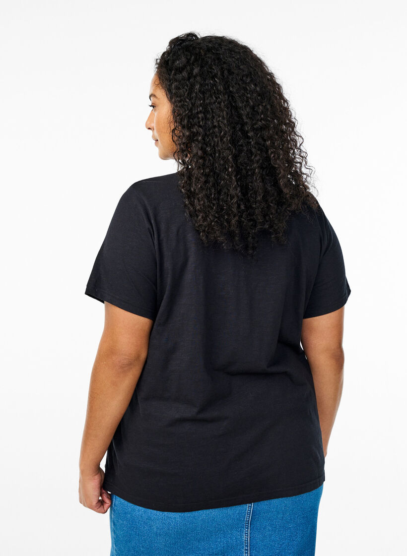 T-shirt dot&eacute; de boutons, Noir, Model image number 2