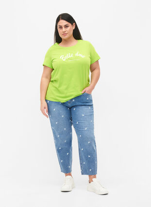 T-shirt en coton avec impression, Lime Green w. Bella, Model image number 2