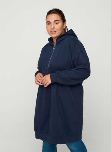 Robe pull avec capuche et fermeture éclair, Night Sky, Model image number 0