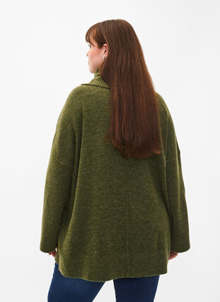 Pull en tricot mélangé avec col roulé, Winter Moss Mel., Model image number 1