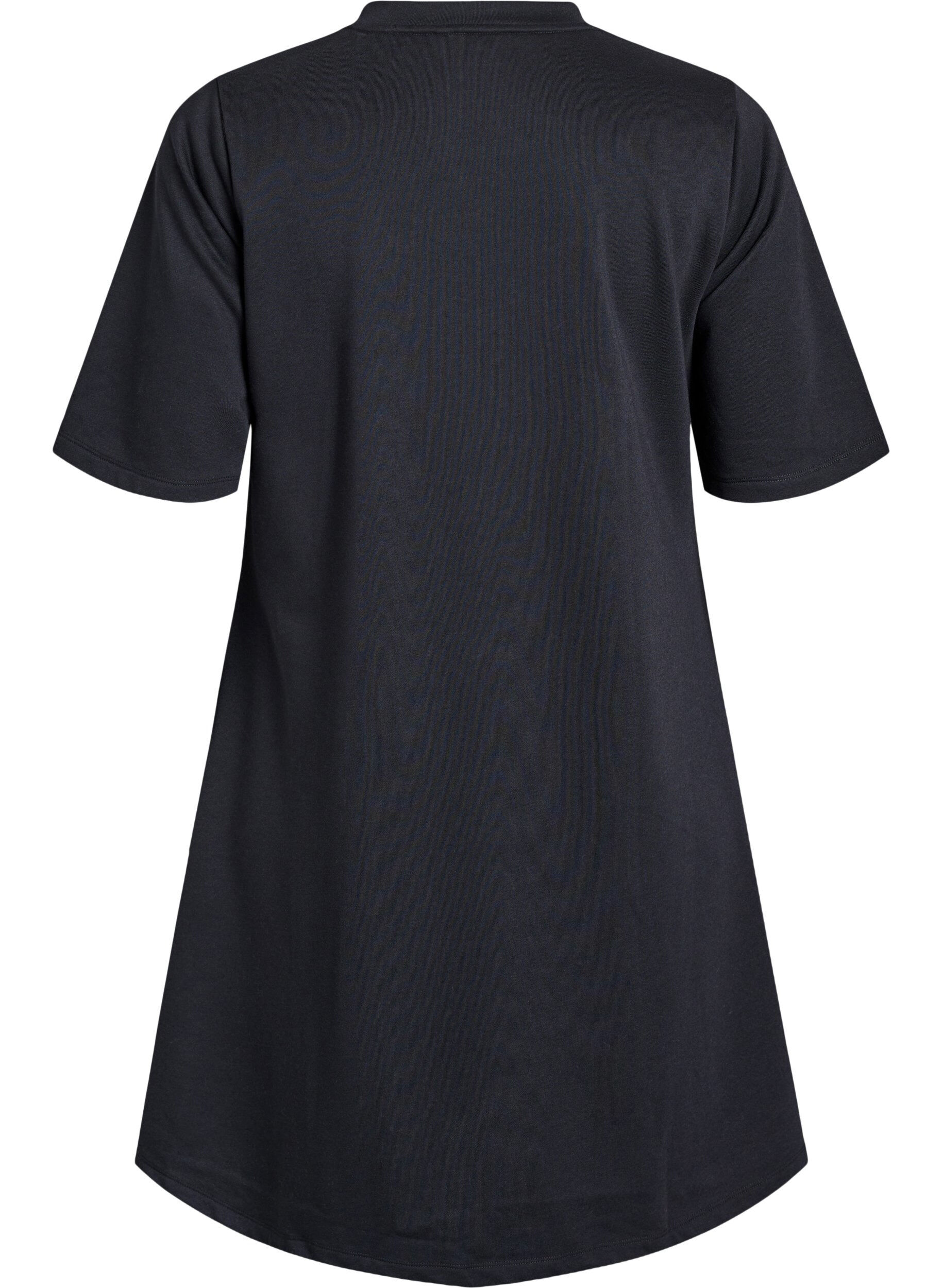 Zizzi Robe en jersey longueur genou avec poches et coupe &eacute;vas&eacute;e, Noir, Packshot image number 1