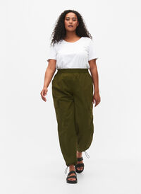 Pantalons cargo avec cordon élastique ajustable, Green , Model
