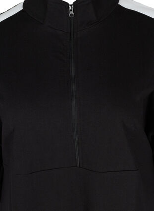 Robe pull en coton avec fermeture éclair et manches 3/4, Black, Packshot image number 2