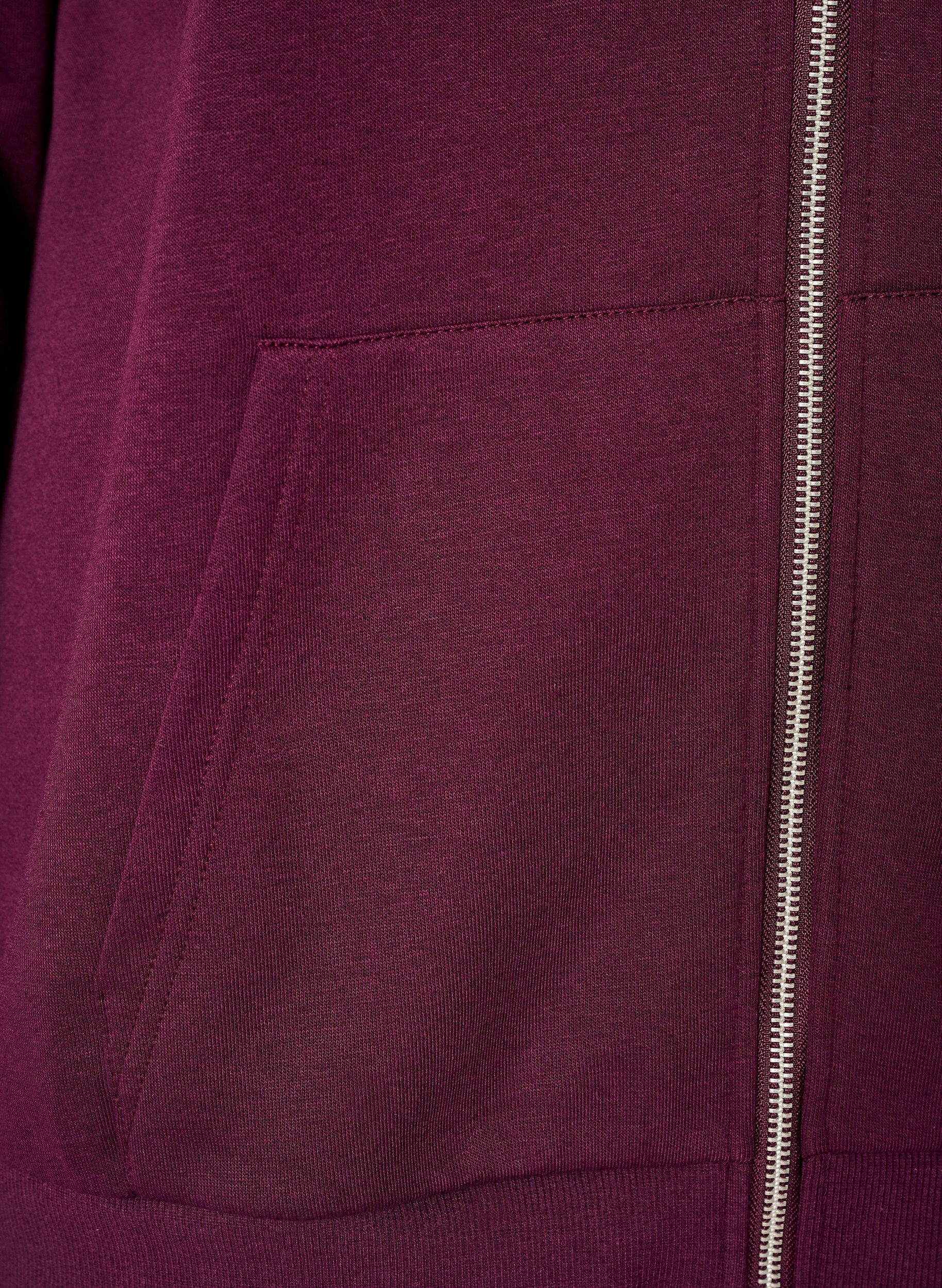 ZizziSweatshirt met capuchon, ritssluiting en zakken, Paars, Packshot image number 3