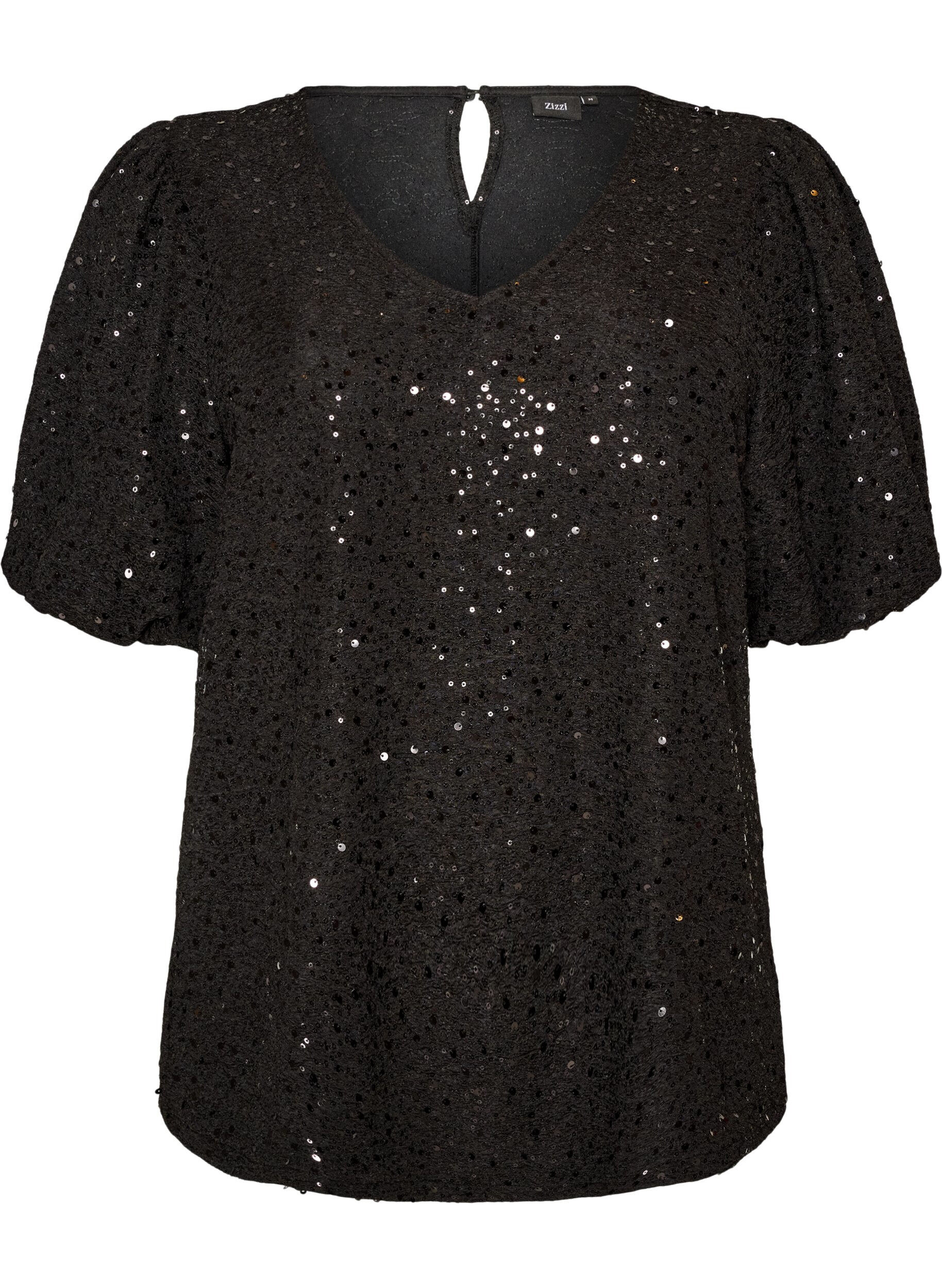 Blouse &agrave; sequins avec manches ballon