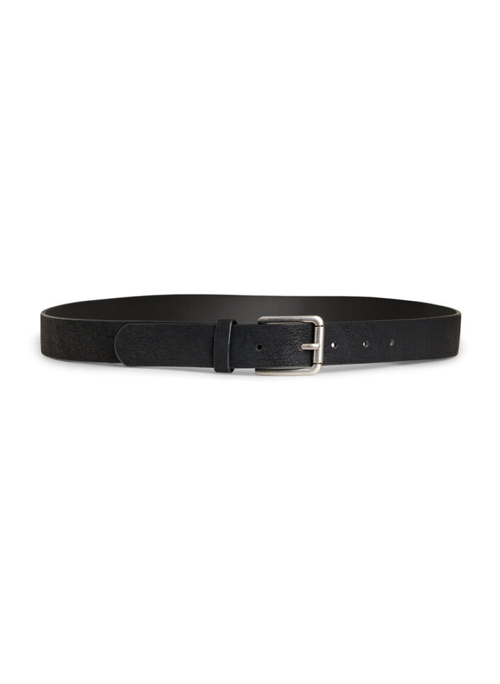 Riem in leer-mix met klassieke gesp, Zwart, Packshot image number 0