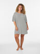 Gestreepte nachtjapon in viscose jersey, Vanille, Model image number 1