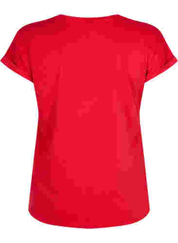 T-shirt met korte mouwen van katoenmix, Tango Red, Packshot image number 1