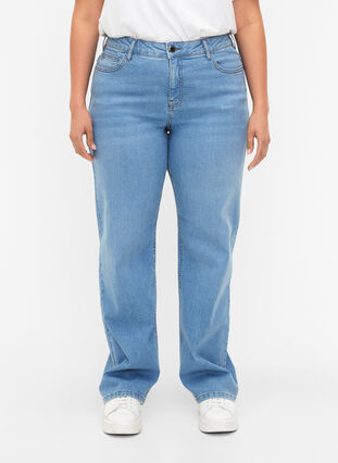  Gemma-jeans met hoge taille en rechte pasvorm, Light blue, Model image number 2