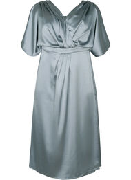 Maxi jurk met wikkel en korte mouwen, Silver Blue, Packshot