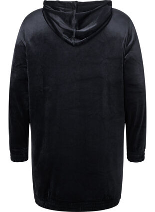 Robe pull en velours avec capuche, Black, Packshot image number 1