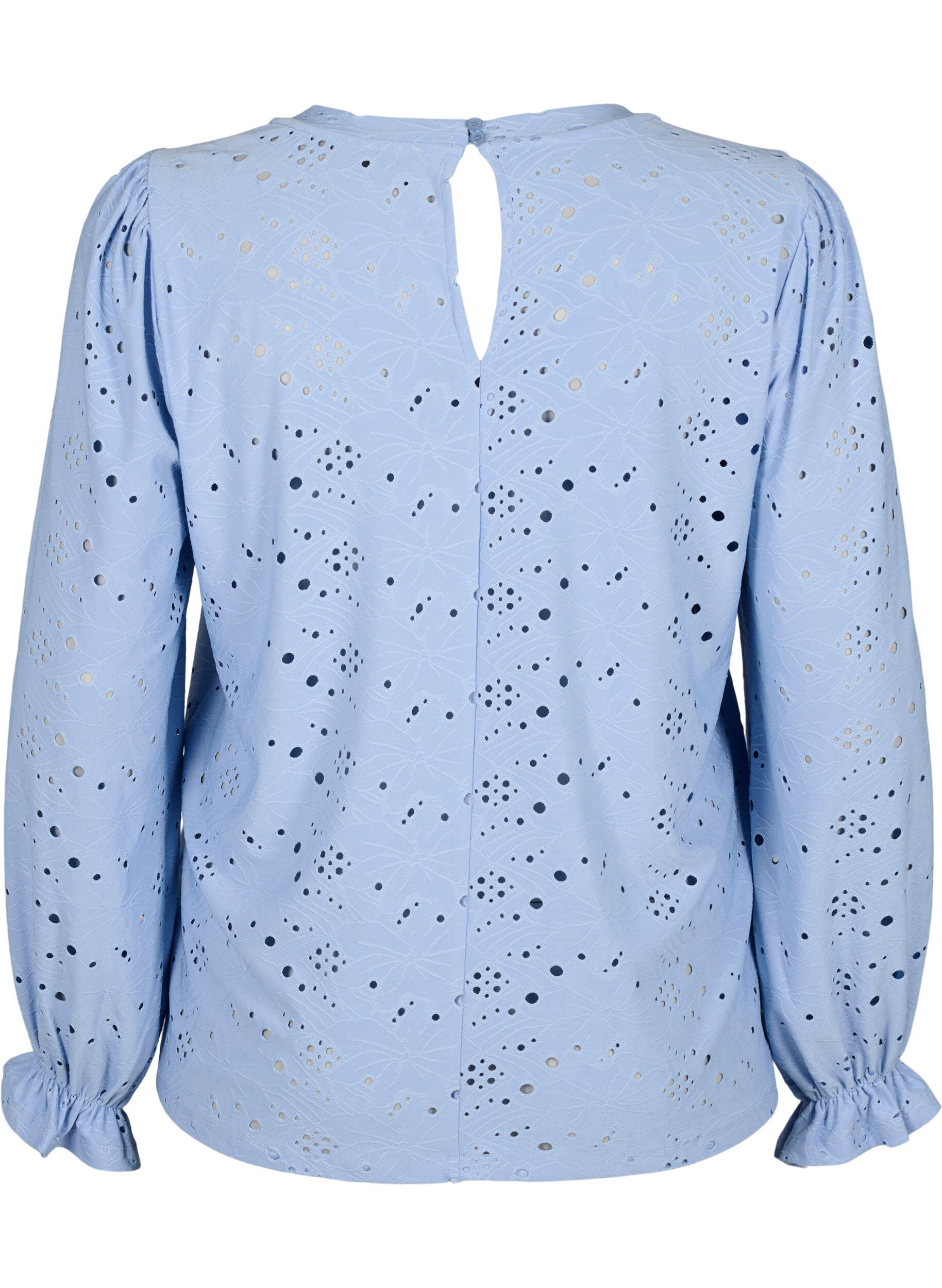 ZizziBlouse met lange mouwen en gaatjespatroon, Serenity, Packshot image number 1