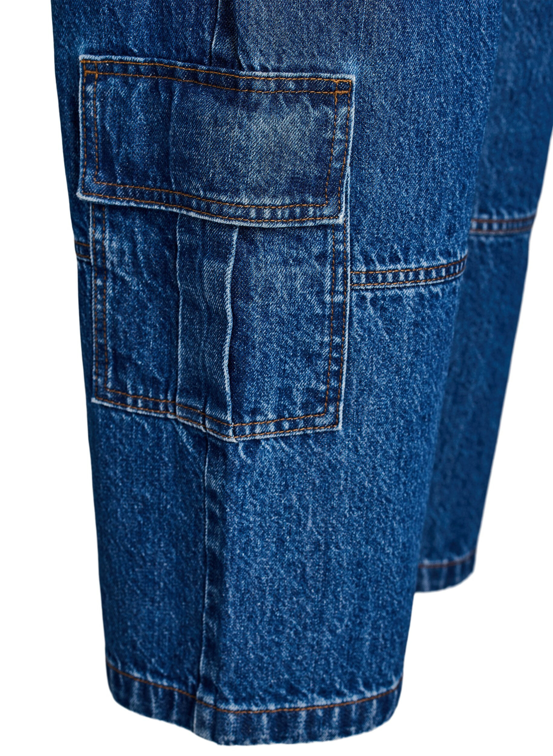 ZizziHigh waist cargo jeans, Blauw, Packshot image number 3