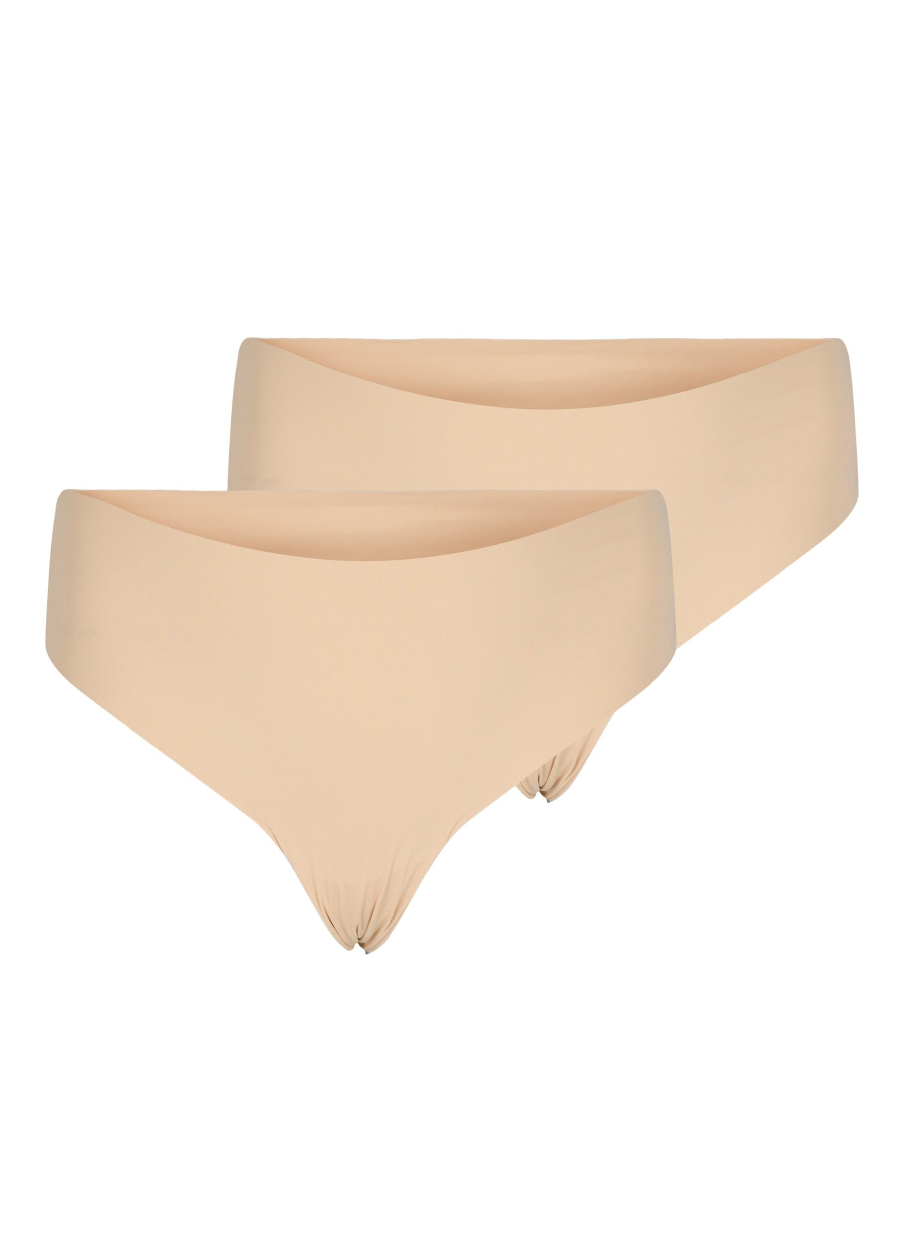 ZizziSet van 2 naadloze g-strings, Beige, Packshot image number 0