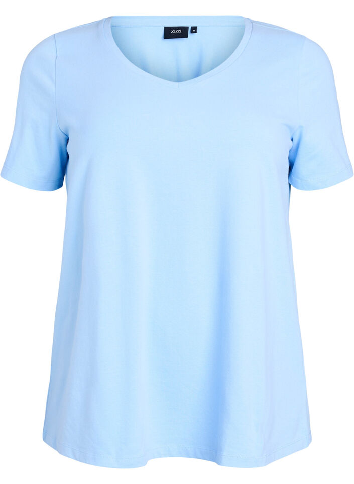 Effen basic katoenen T-shirt, Blauw, Packshot image number 0