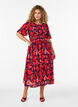 Jurk met smokwerk en bloemenprint, Paars, Model image number 0
