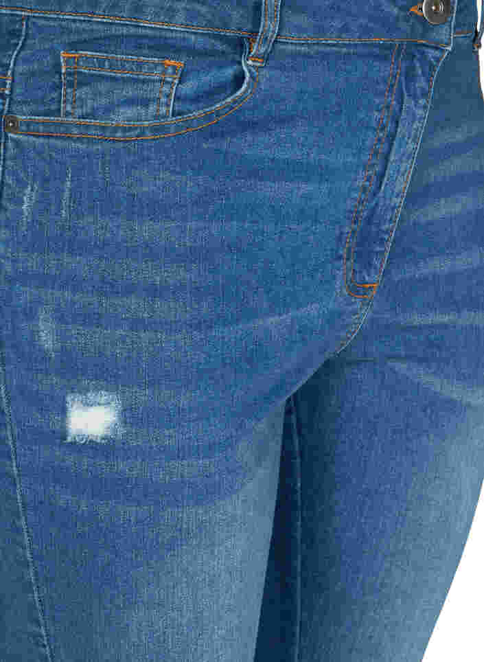 Short en jean avec poches et ourlet brut, Blue denim, Packshot image number 2
