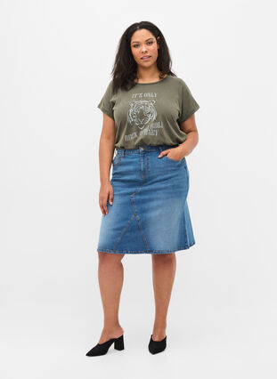 T-shirt en coton bio avec imprimé, Ivy acid Lion as s, Model image number 2