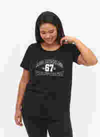 Katoenen t-shirt met opdruk op de voorkant, Black LOS ANGELES, Model