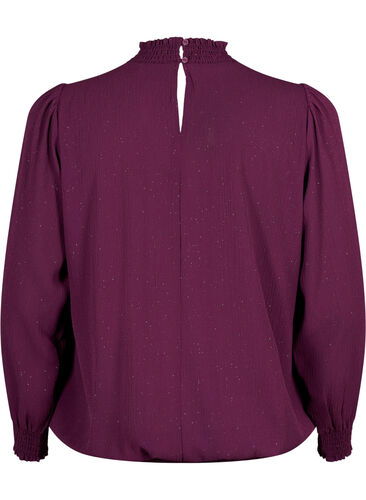 FLASH - Blouse à manches longues scintillante avec smocks	, Purple w. Silver, Packshot image number 1