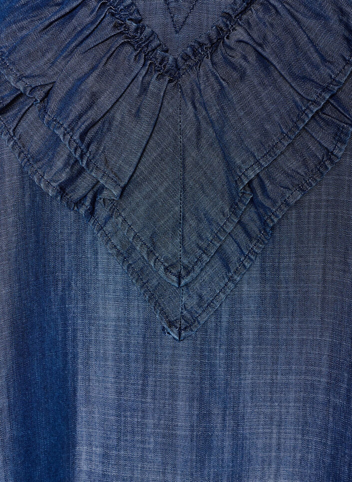 Korte jurk in denimlook met ruches, Blauw, Packshot image number 2