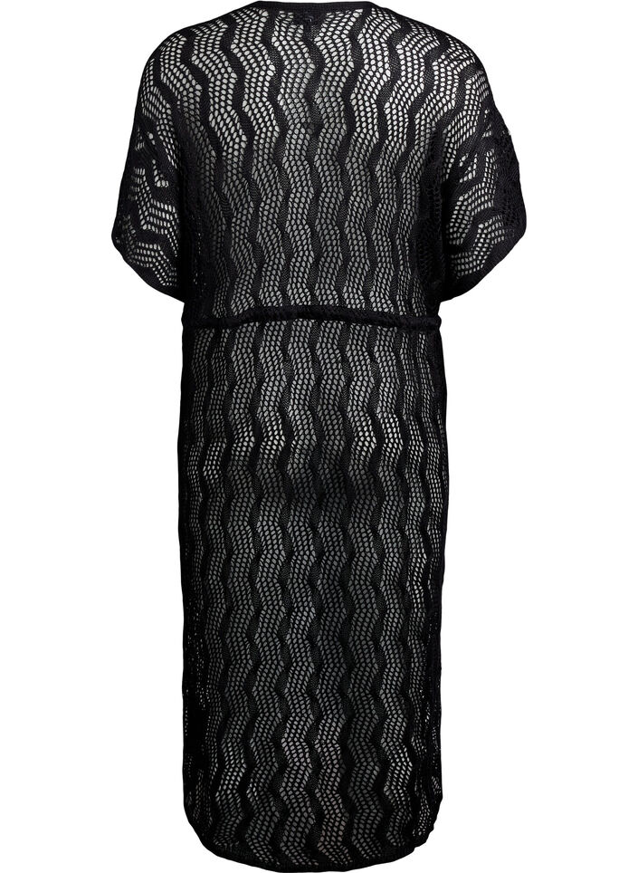 Kimono de plage avec ceinture à nœud, Noir, Packshot image number 1