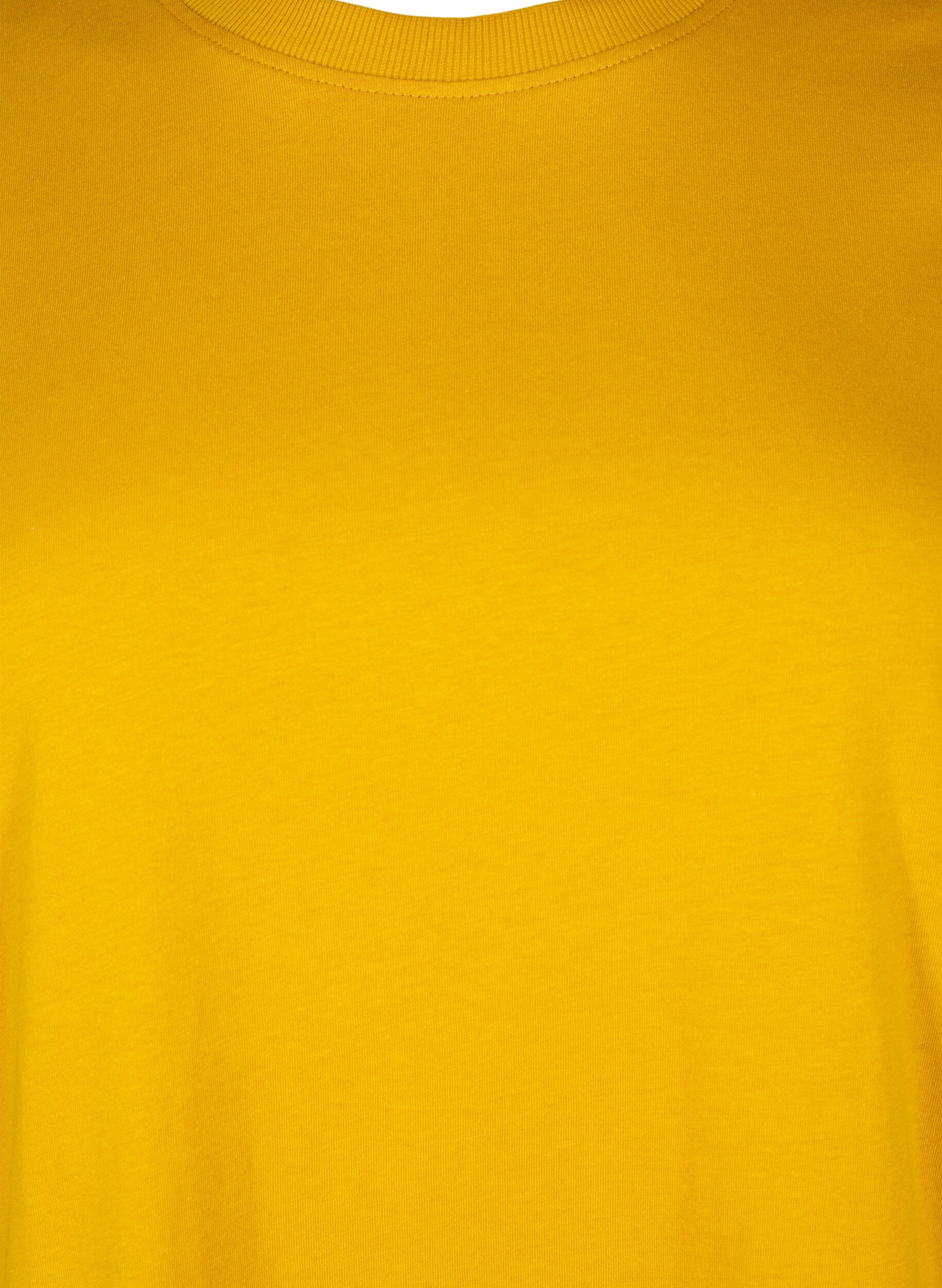 ZizziT-shirt basique en coton &agrave; col rond, Jaune, Packshot image number 2