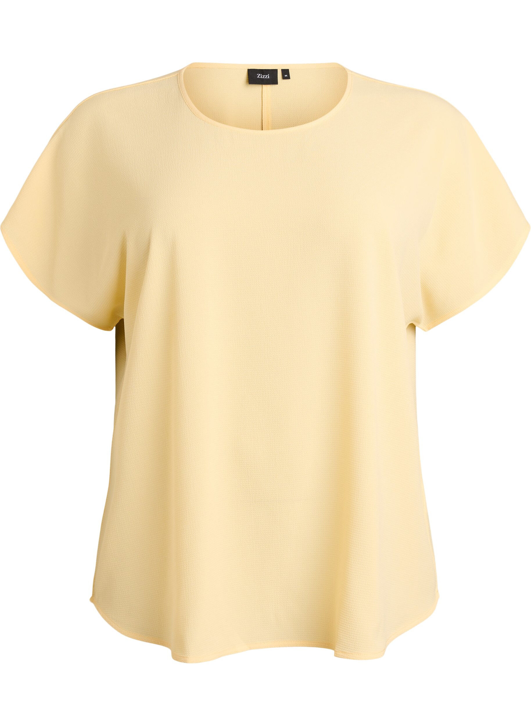 ZizziBlouse &agrave; manches courtes et encolure ronde, Jaune clair, Packshot image number 0