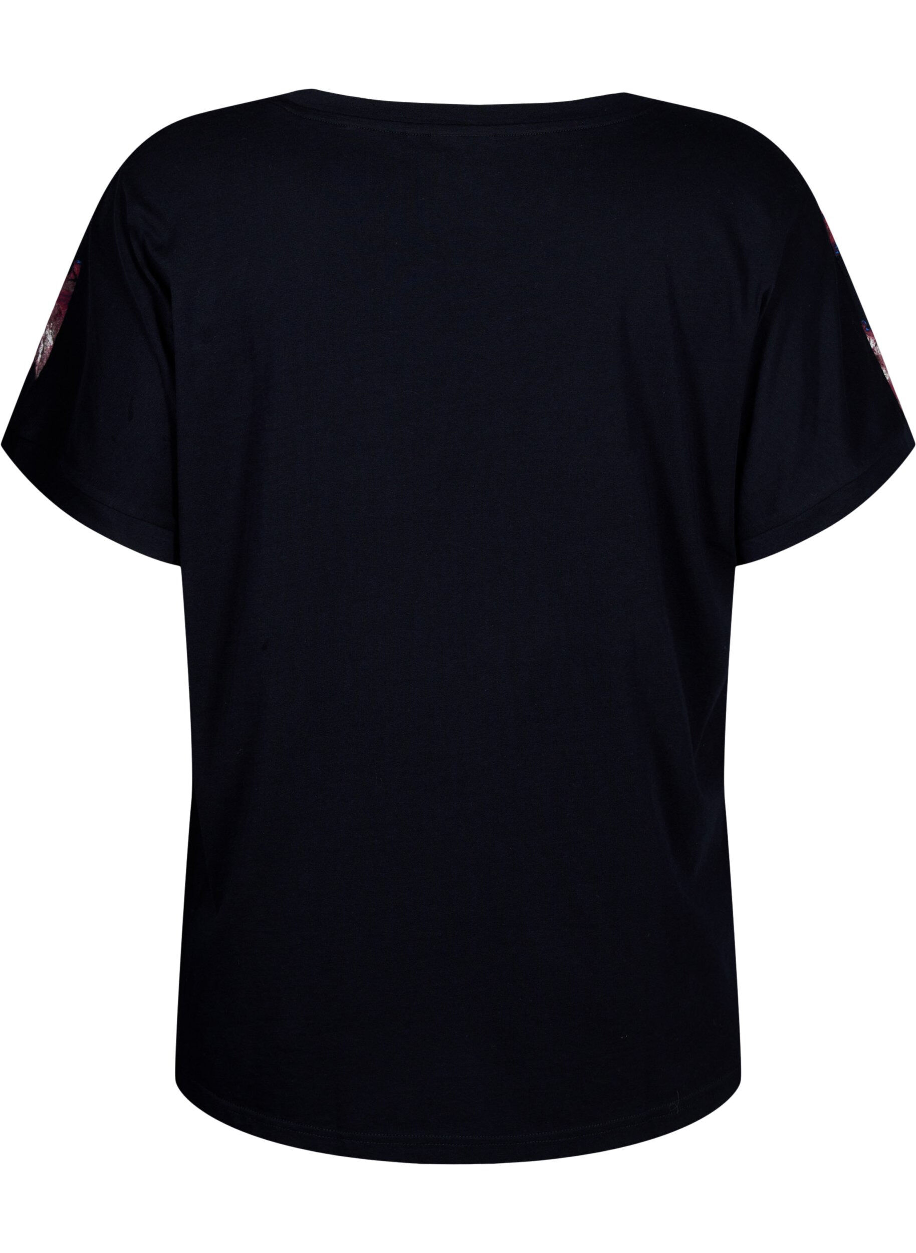 ZizziSoepelvallend T-shirt met bloemenprint, Black Purple Fl. AOP, Packshot image number 1