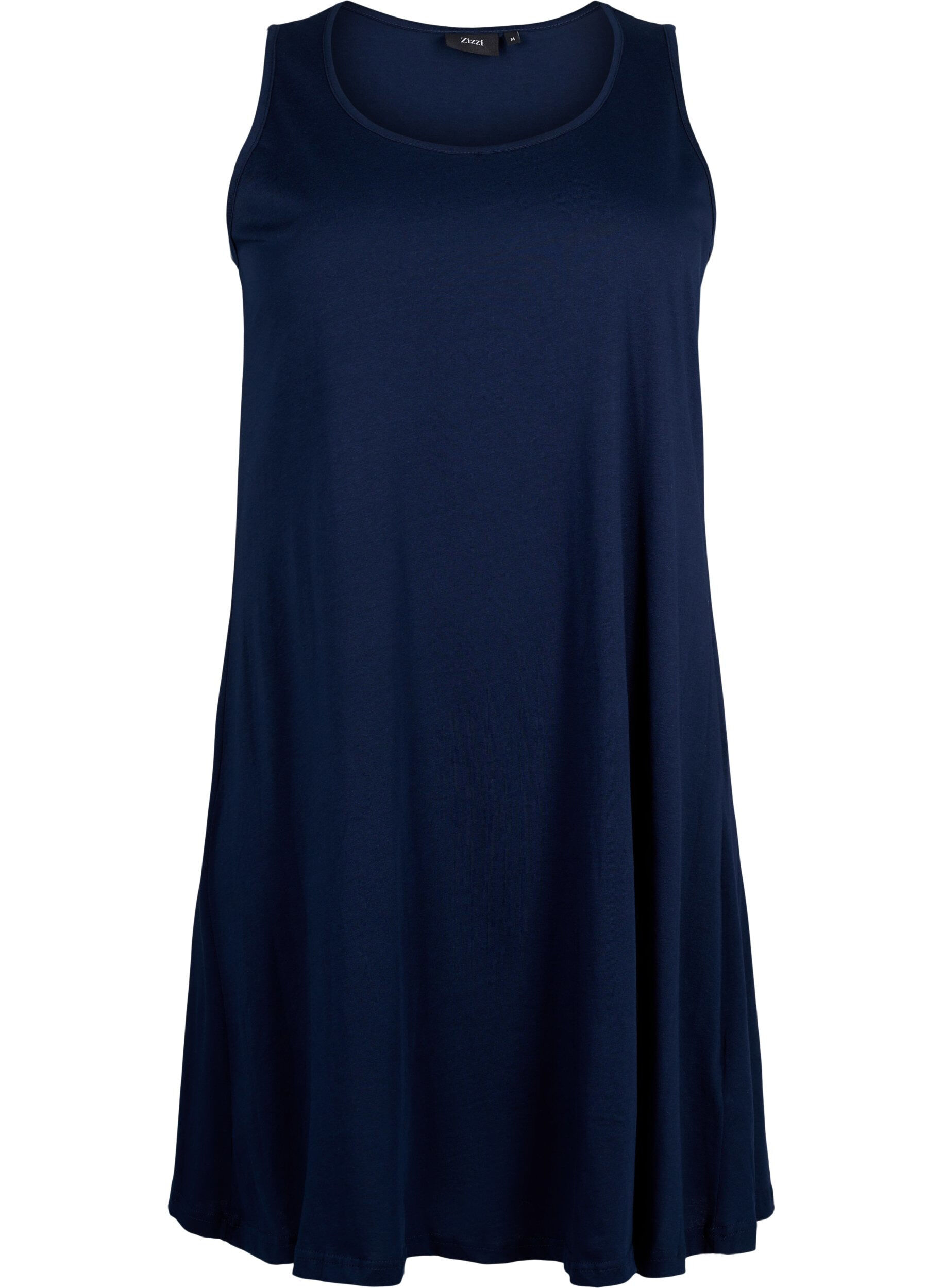 Zizzi Robe sans manches en coton avec forme en A, Navy Blazer solid, Packshot image number 0